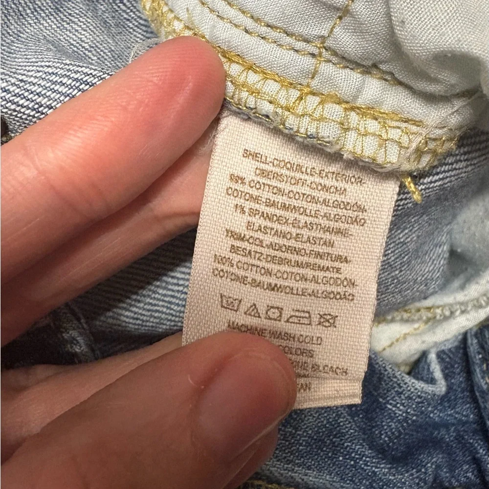 We The Free “Free People” Boho Crochet Patchwork Denim Jeans Size 26 - Picture 3 of 5